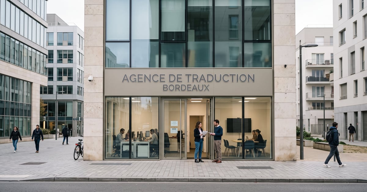 Agence de traduction à Bordeaux – bureau professionnel avec traducteurs au travail