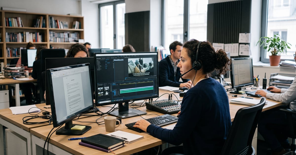 Agence de traduction audiovisuelle : équipe de professionnels travaillant sur des projets multilingues