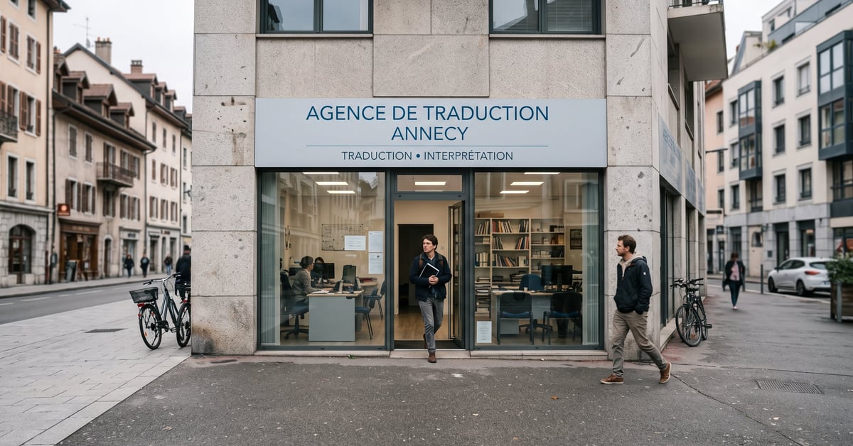 Agence de traduction à Annecy – bureau professionnel avec traducteur au travail